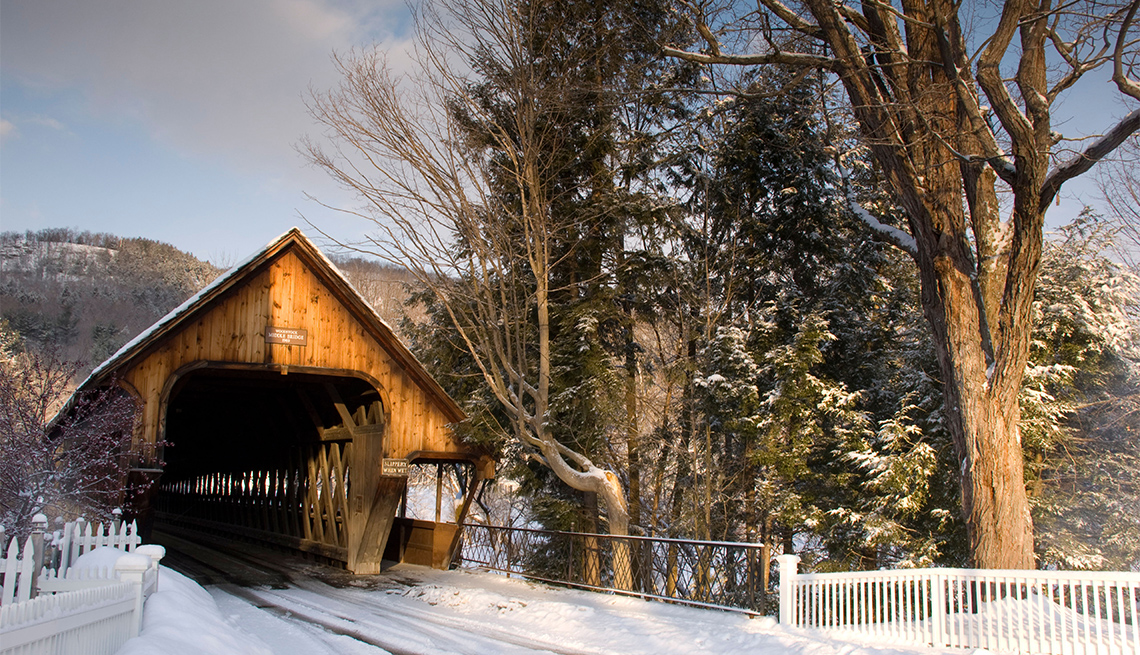 Paseo en carretera por Vermont durante el invierno